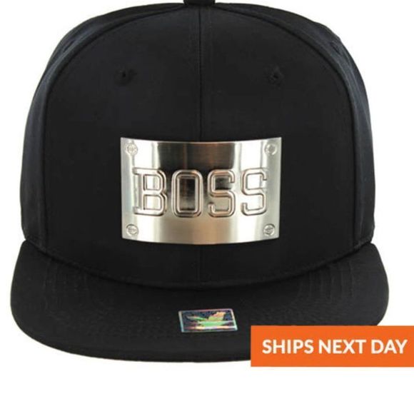 LA7ONLINE Accessories - COPY - Boss Silver Plate Black Cap - Boss - Dad Cap - Dad Hat - Trucker Hat